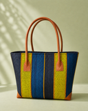 Raffia Striped Handbag Small in Gum Drops Madagascan