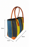 Raffia Striped Handbag Small in Gum Drops Madagascan