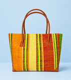 Raffia Striped Handbag Small in Jelly Beans Madagascan