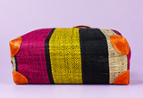 Raffia Striped Handbag Small in Liquorice Allsorts Madagascan