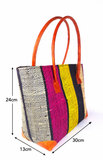 Raffia Striped Handbag Small in Liquorice Allsorts Madagascan