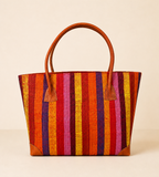 Raffia Striped Handbag Small in Lollipop Madagascan