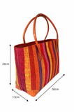 Raffia Striped Handbag Small in Lollipop Madagascan