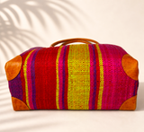 Raffia Striped Handbag Small in Rosy Apple Madagascan