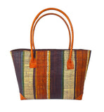 Raffia Striped Handbag Small in Chocolate Box Madagascan