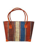 Raffia Striped Handbag Small in Fizzy Cola Madagascan