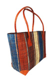 Raffia Striped Handbag Small in Fizzy Cola Madagascan