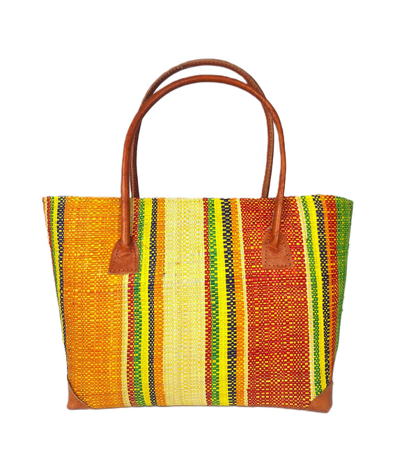 Raffia Striped Handbag Small in Jelly Beans Madagascan