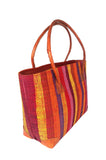 Raffia Striped Handbag Small in Lollipop Madagascan