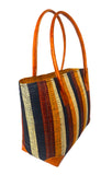 Raffia Striped Handbag Small in Butterscotch Madagascan