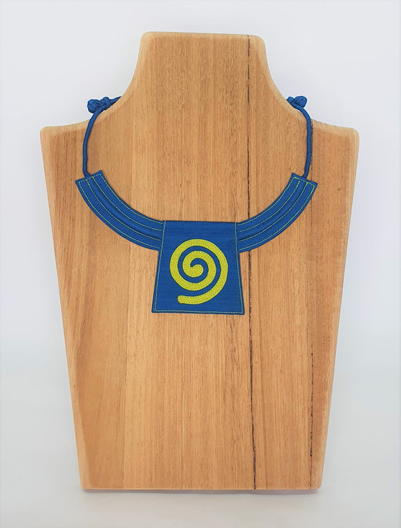 Spiral Pattern Bib Necklace Cambodian