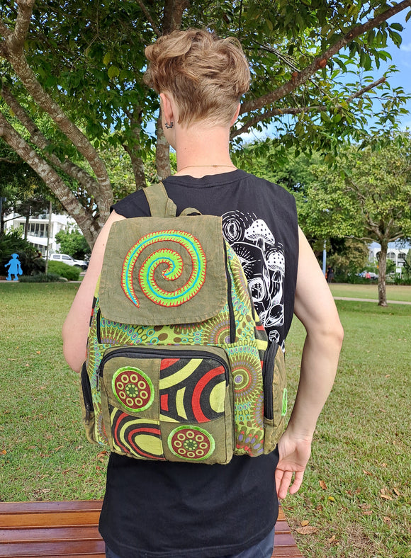 Spiral Stonewashed Patchwork Backpack