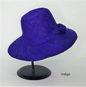 Flat Brim Raffia Sunhat in Dark Indigo Madagascan