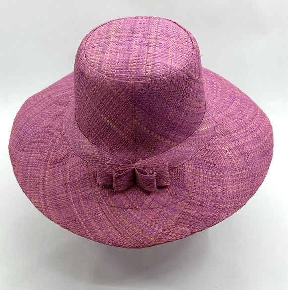 Flat Brim Raffia Sunhat in Lilac Madagascan