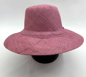 Flat Brim Raffia Sunhat in Mauve Madagascan