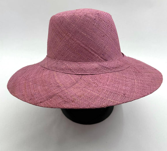 Flat Brim Raffia Sunhat in Mauve Madagascan