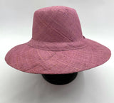 Flat Brim Raffia Sunhat in Mauve Madagascan