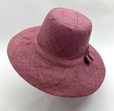 Flat Brim Raffia Sunhat in Mauve Madagascan