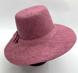 Flat Brim Raffia Sunhat in Mauve Madagascan
