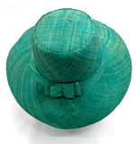 Flat Brim Raffia Sunhat in Turquoise Blue Madagascan