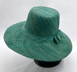 Flat Brim Raffia Sunhat in Turquoise Blue Madagascan