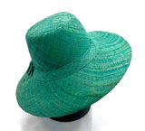 Flat Brim Raffia Sunhat in Turquoise Blue Madagascan