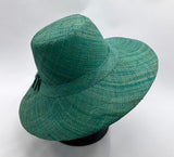 Flat Brim Raffia Sunhat in Turquoise Blue Madagascan
