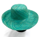 Flat Brim Raffia Sunhat in Turquoise Blue Madagascan