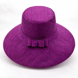 Flat Brim Raffia Sunhat in Grape Madagascan