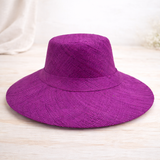 Flat Brim Raffia Sunhat in Grape Madagascan