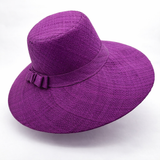 Flat Brim Raffia Sunhat in Grape Madagascan