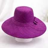 Flat Brim Raffia Sunhat in Grape Madagascan