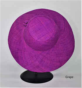 Flat Brim Raffia Sunhat in Grape Madagascan
