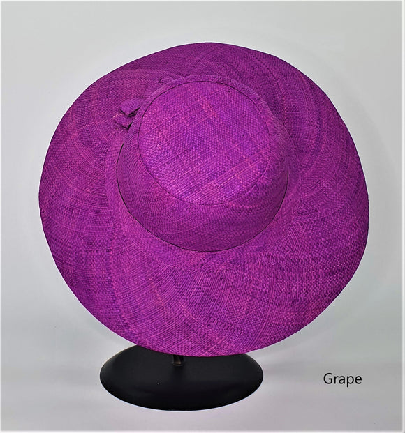 Flat Brim Raffia Sunhat in Grape Madagascan