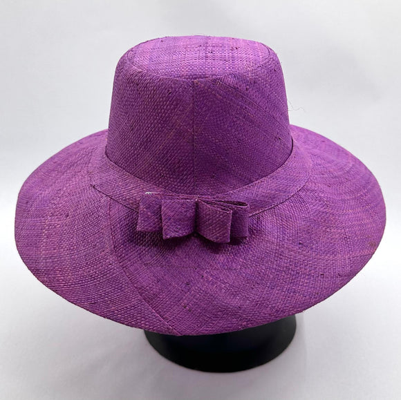 Flat Brim Raffia Sunhat in Orchid Purple Madagascan