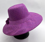 Flat Brim Raffia Sunhat in Orchid Purple Madagascan