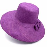 Flat Brim Raffia Sunhat in Orchid Purple Madagascan