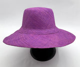 Flat Brim Raffia Sunhat in Orchid Purple Madagascan