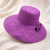 Flat Brim Raffia Sunhat in Orchid Purple Madagascan