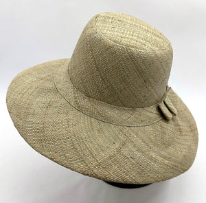 Flat Brim Raffia Sunhat in Oyster Grey Madagascan