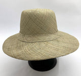 Flat Brim Raffia Sunhat in Oyster Grey Madagascan