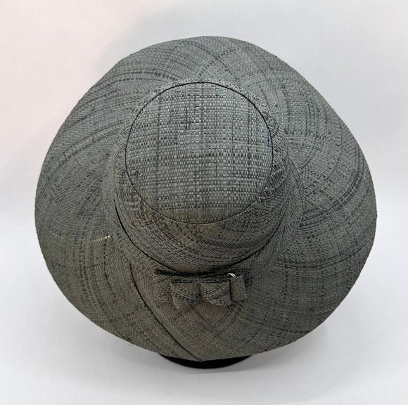 Flat Brim Raffia Sunhat in Pewter Grey Madagascan