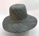 Flat Brim Raffia Sunhat in Pewter Grey Madagascan
