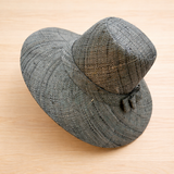Flat Brim Raffia Sunhat in Pewter Grey Madagascan