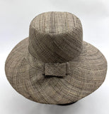 Flat Brim Raffia Sunhat in Fossil Grey Madagascan
