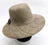 Flat Brim Raffia Sunhat in Fossil Grey Madagascan