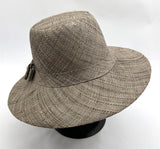Flat Brim Raffia Sunhat in Fossil Grey Madagascan