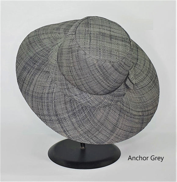 Flat Brim Raffia Sunhat in Anchor Grey