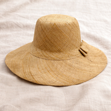 Flat Brim Raffia Sunhat in Sand Madagascan
