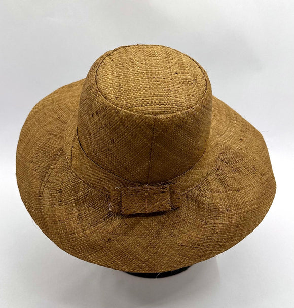 Flat Brim Raffia Sunhat in Tan Madagascan